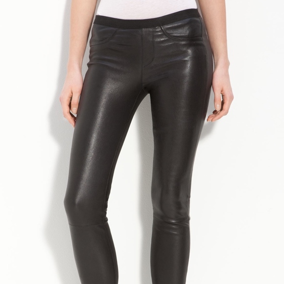 Helmut Lang Pants - Helmut Lang Leather Ankle Leggings - Black